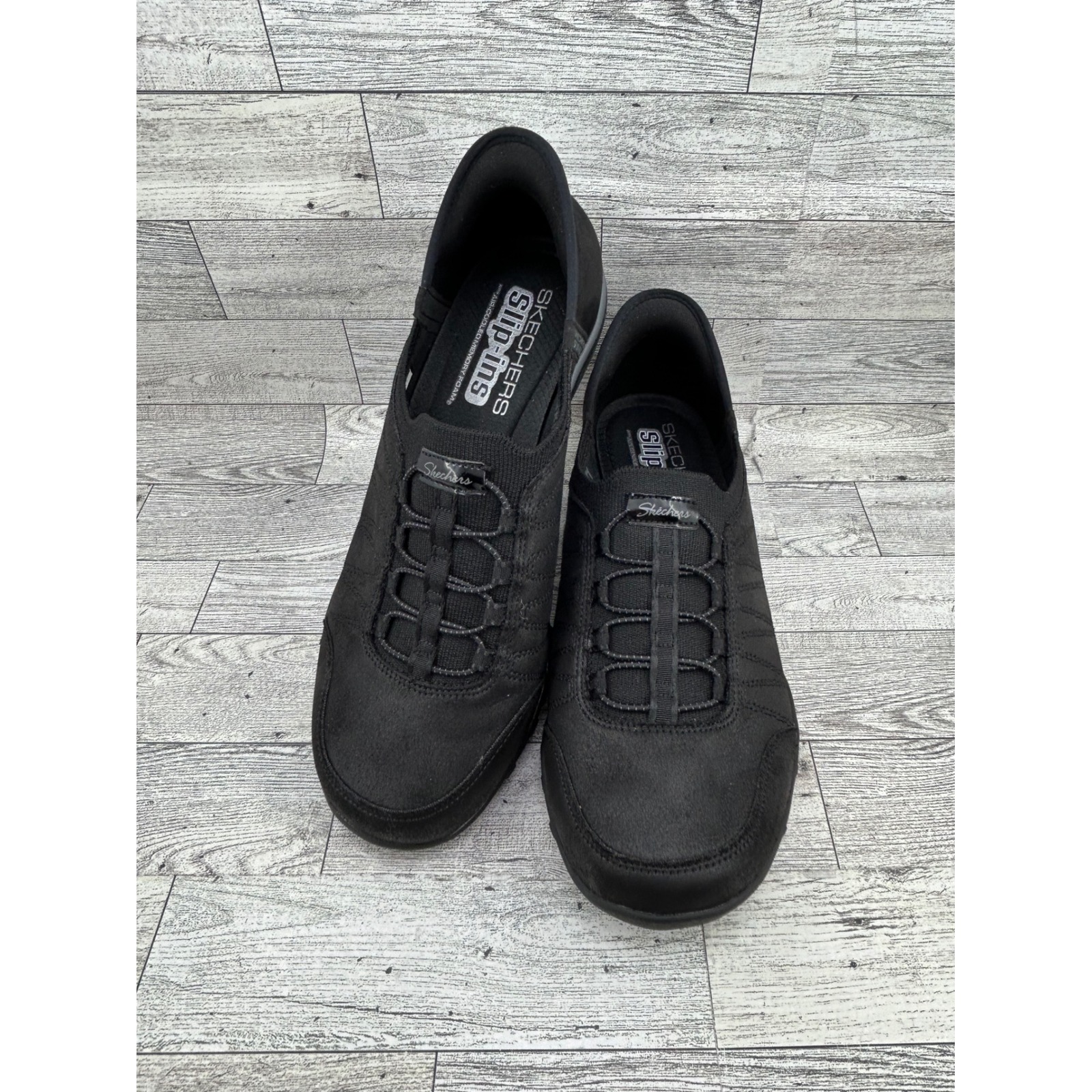 Skechers Slip-Ins Relaxed Fit Breathe-Easy Roll-With-It Black Shoes 100615 Us 10